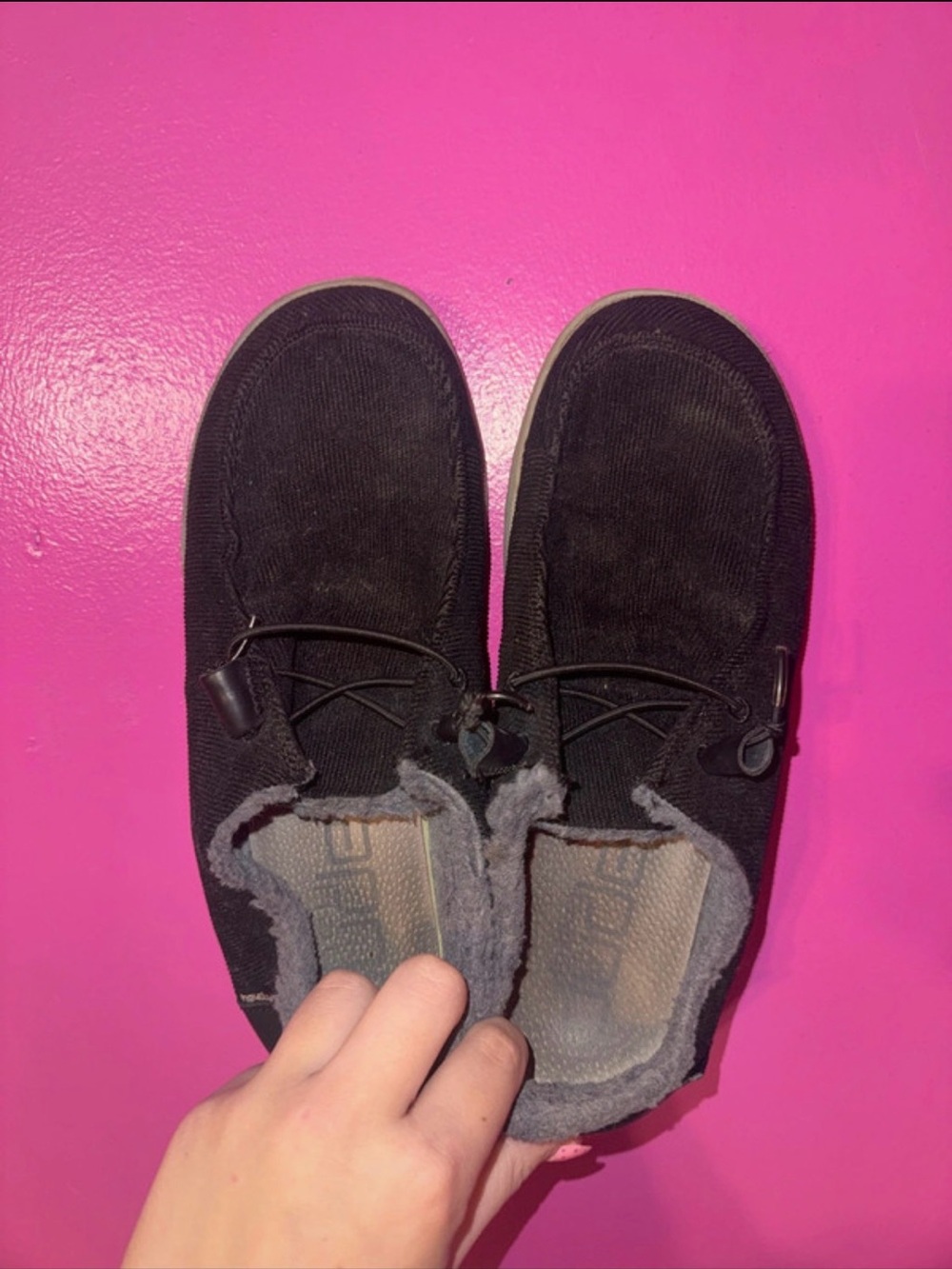 Black Slip-On Faux-Fur Lined HeyDudes